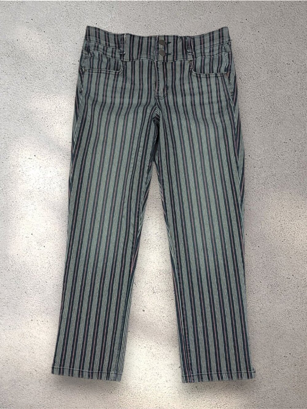 Vintage America Fab Betty Crop Pants Women's 8/29 Multi Striped Goth Steampunk